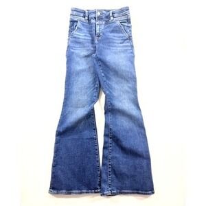 American Eagle Super High Rise Flare Jeans Womens 2 Short Medium Wash